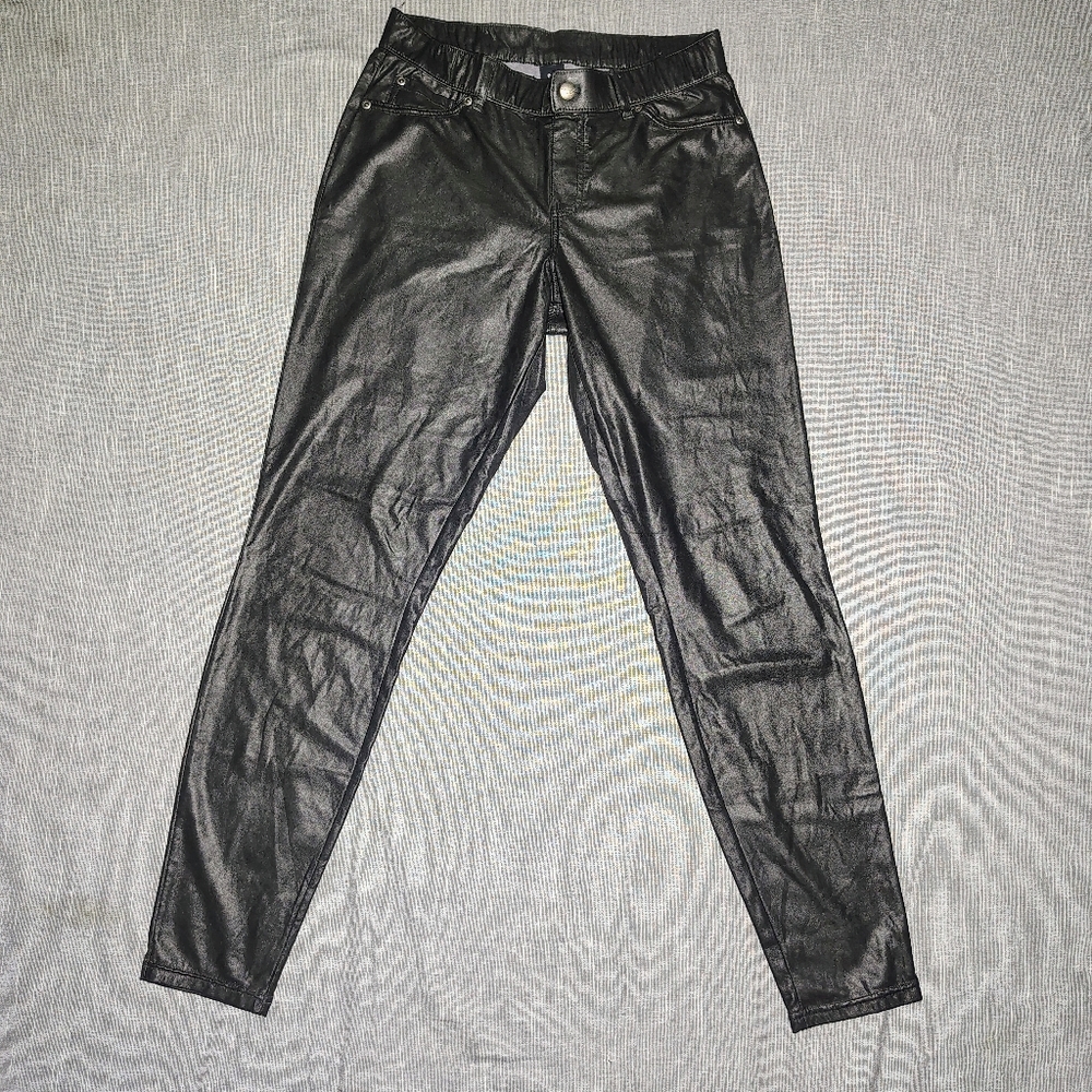 HUE Leggings Black Faux Leather Womens Size‎ 26 Stretch Grunge